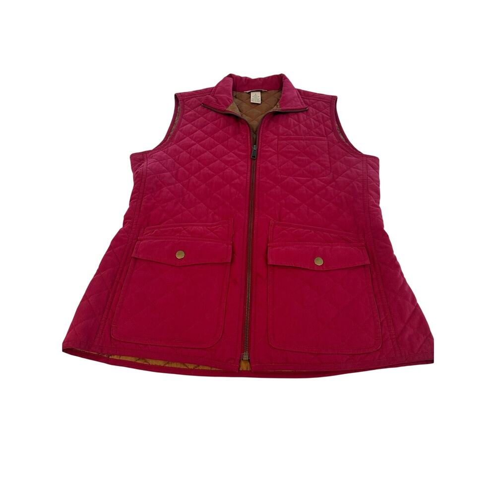 Duluth Trading Women’s Small Red Quilted Utility Vest Full Zip Pockets